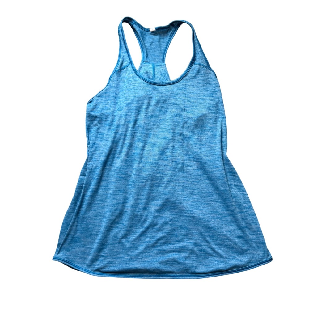 Lululemon Blue Heathered Racerback Tank Top Twisted Back, 6